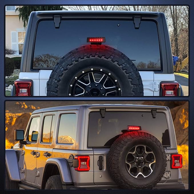 Nilight LED Third Brake Lights High Mount Stop Tail Light with Smoked Lens for 2007-2018 Wrangler JK