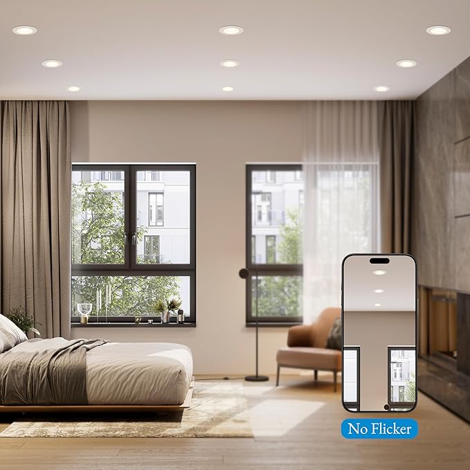 KSANA Recessed Lighting 6 Inch, 5CCT White LED Can Lights for Ceiling, 5 Colors Selectable-2700K/3000K/3500K/4000K/5000K,13.5W=90W, Dimmable Retrofit Downlight with Baffle Trim
