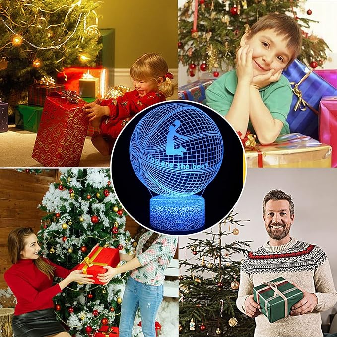 Dunk Basketball 3D Night Light,16 Color Change&Dimming by Remote Control or Smart Touch Optical Illusion Bedside Lamps,Sports Decor for Boys bedroom Girls Kids Teens Birthday Chrismas Gifts Xmas Gift