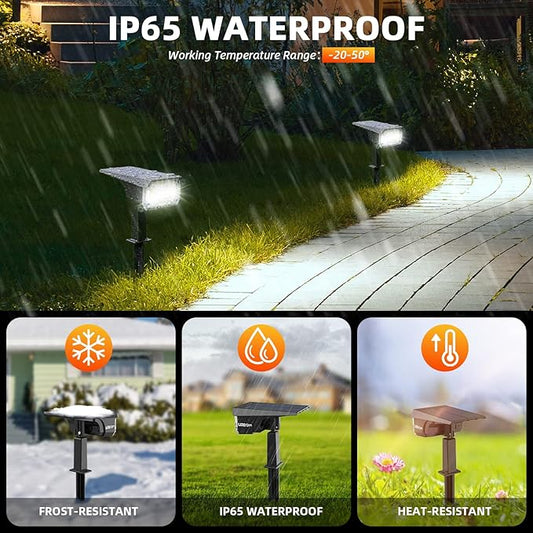 LEREKAM Solar Spot Lights Outdoor,IP65 Waterproof 40 LEDs Landscape Spotlights,USB & Solar Powered Wall Lights,3 Modes Outdoor Solar Garden Lights for Yard Porch 4 Pack