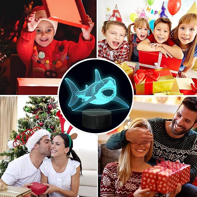Shark Light, 3D Illusion Shark Night Light with 16 Colors Timer Remote, Kids Room Decor Shark Lamp, Shark Decorations & Gifts for Boys Girls Teenagers Adults