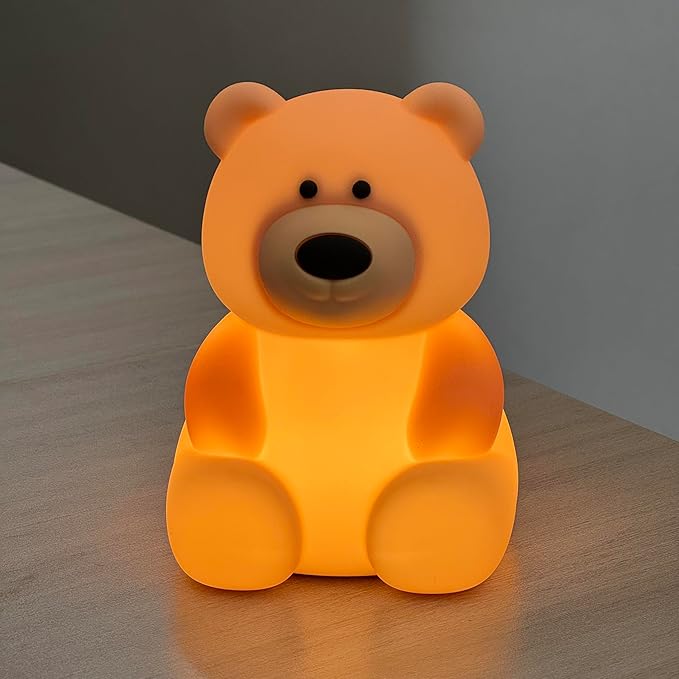 IN HAPPY Cute Snowman Night Light for Kids, Squishy Silicone Nursery Lamp, USB Rechargeable Kawaii Cordless Lamp, Home Decor & Christmas Stocking Stuffers Gifts for Toddlers, Girls, Women (Bear)