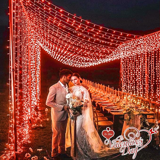 66FT 200 LED Outdoor String Lights, Connectable Christmas Lights Indoor Waterproof with 8 Modes, Plug in Twinkle Fairy Lights Clear Wire for Outside Bedroom Home Garden Wedding Patio Decorations, Red