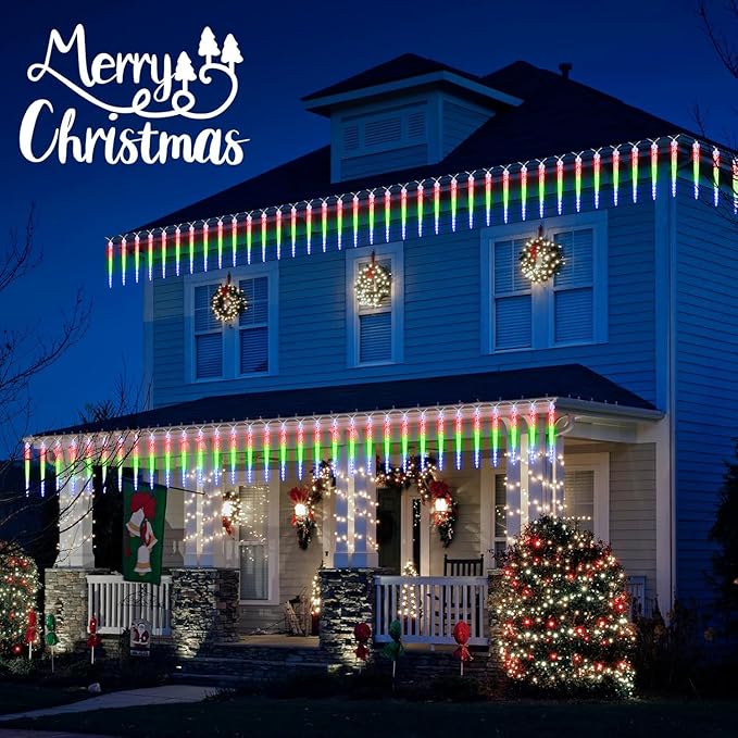 Brightown Color Changing Icicle Lights Outdoor 32.8FT 20 Tubes 100 LED Smart Christmas Lights, 39 Color Modes Waterproof Connectable Icicle Indoor Decoration for Tree Patio Roof Holiday, Smart