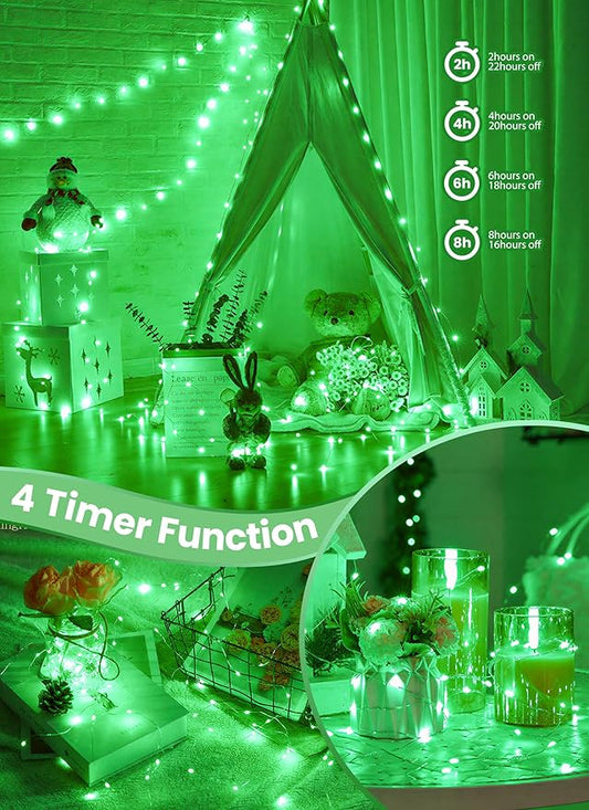 Minetom Fairy Lights with Remote, 66 Feet 200 Led Firefly String Lights Plug in for Bedroom Home Wall Ceiling Christmas Tree Wreath Craft Wedding Party Indoor Outdoor Decoration,Green