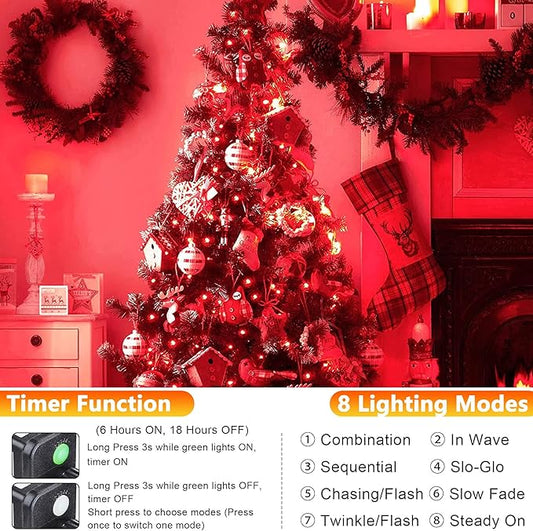 Joomer Fairy String Lights 33FT 100 LEDs Plug in Fairy Lights Indoor Copper Wire String Light DIY for Bedroom, Parties, Wedding, Christmas, Outdoor, Indoor Decoration (Red, Non-Connectable)