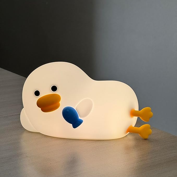 IN HAPPY Duck Night Light for Kids - Rechargeable Squishy Silicone LED Nursery Lamp with Warm Glow, Birthday Gift for Teen Girls & Toddlers, Cute Kawaii Room Decor & Breastfeeding Buddy