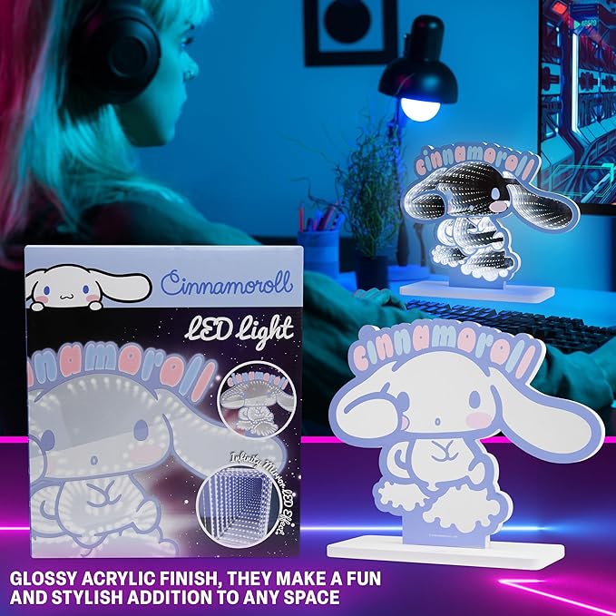 Get Trend Hello Kitty Sanrio 3D LED Light, Infinity Mirror Effect, USB Night Light, Bedroom Lamp, Cinnamoroll Kawaii Gifts for Girls Teens Women (Multi Cinnamoroll)