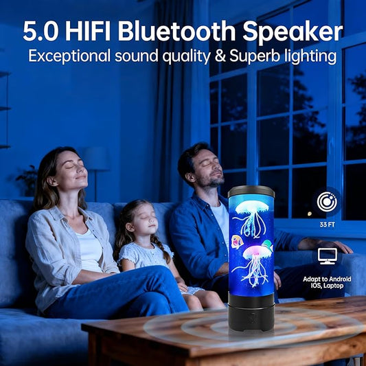 Jellyfish Lamp With Bluetooth Speaker, 17 Colors Changing & 4 Lighting Modes Jelly Fish Light Lamp, USB Powered Jellyfish Decor Light, Christmas Halloween Gifts for Teen Room Decoration, Black
