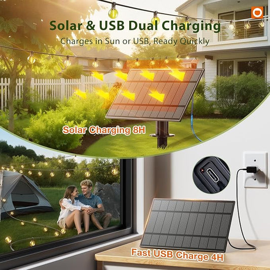 addlon 200FT(2 Pack*100FT) Solar String Lights Outdoor Waterproof with Remote, Dimmable Commercial Grade Solar Powered String Lights with 108 LED Bulbs, Hanging Light for Backyard Party Decor