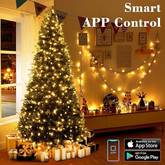 Brizled Smart Christmas Lights, 98.4ft 300 LED Color Changing Christmas Tree Lights with APP/Voice Control, Warm White & Multicolor Xmas String Light Music Xmas Fairy Light for Indoor Outdoor Home