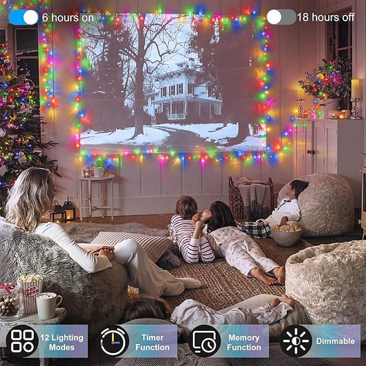 1500 LED 470FT Christmas Lights Outdoor, Christmas String Fairy Lights with Timer & Memory, Waterproof 12 Modes Dimmable Twinkle Tree Lights for Home Patio Wedding Party Yard Xmas Decor, Multicolor