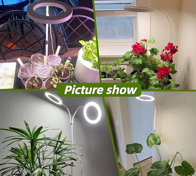 Grow Lights for Indoor Plants, Full Spectrum LED Plant Light with Stand, 67" Adjustable Height, 3/9/12H Timer, 10 Dimmable Levels & 3 Lighting Modes