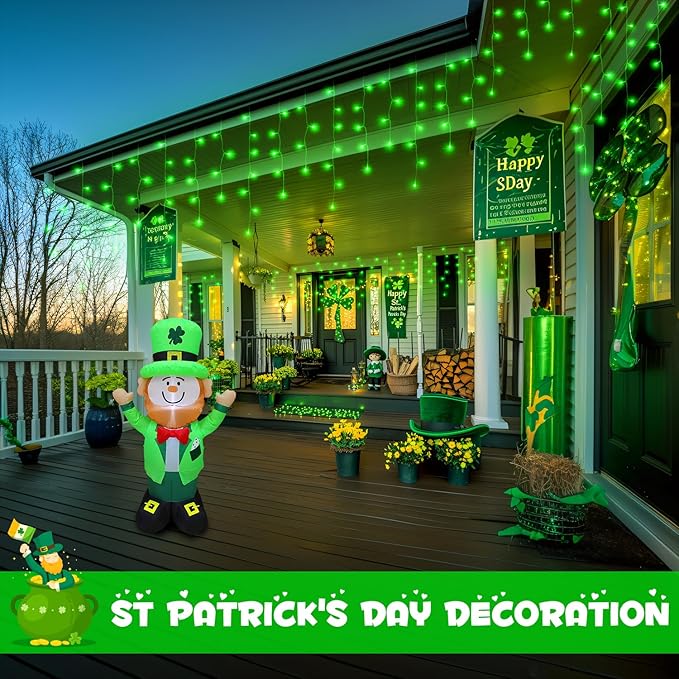 JMEXSUSS 400 LED 38.8F Green Icicle Lights for St Patrick's Day, Green Christmas Lights Indoor Outdoor, String Icicle Light for St Patrick House Fireplace Party Yard Decoration