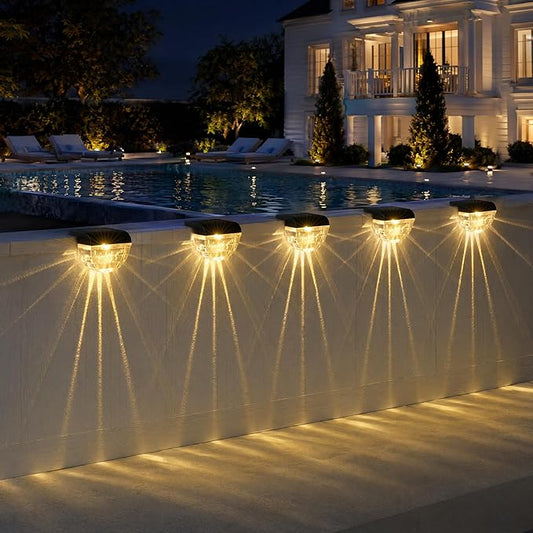 Melunar 12 Pack Solar Deck Lights Outdoor, Solar Step Lights Waterproof for Outside, Yard, Patio, Garden, Pool, Railing, Stairs, Fence (Warm White)