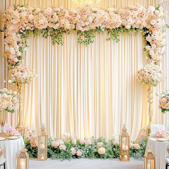 10ft x 7ft Champagne Backdrop Curtain for Baby Shower Wrinkle Free Backdrop Drapes Panels for Parties Wedding Bridal Shower Birthday Photo Photography Polyester Fabric Background Decoration