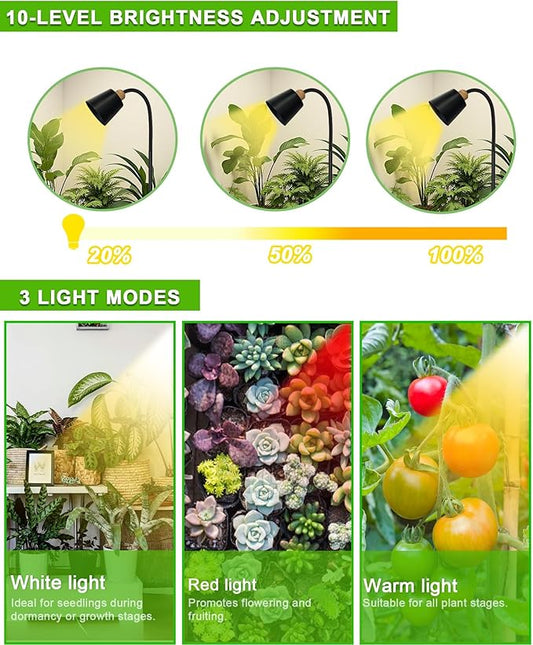 Standing Plant Grow Light, LED Growing Light Full Spectrum for Indoor Plants,4/8/12H Timer, Flow Grow Light for Tall Large Indoor Plants