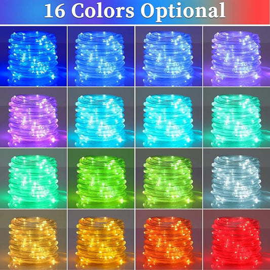 ANJAYLIA 40FT 120 LED Color Changing Rope Lights, 18 Colors Outdoor String Lights with Plug & Remote, Led Rope Lights Outdoor Waterproof, Christmas Lights for Bedroom Deck Halloween Decorations