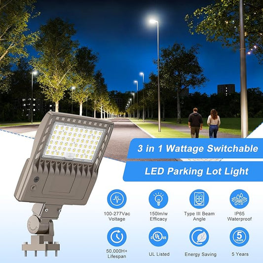480V LED Parking Lot Light with Photocell, 240W 36000LM High Output LED Street Light, UL Listed IP65 Waterproof 5000K Commercial Shoebox Light for Stadium Driveway, Arm Mount