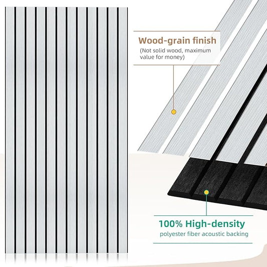 10 Pack Acoustic Wall Panels, Soundproof Panels with Simulated Wood Grain Finish, 47.2”x23.6” Decorative Acoustic Wall Panel for Office,Home Theater,Studio,Living Room, White Oak