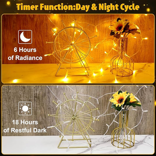 cshare String Lights Outdoor Waterproof 9.8ft 30 LED, Warm White Fairy Lights Battery Operated(Not Included) with Timer Clear Wire for Indoor & Outdoor Decorations Garland 2 Packs