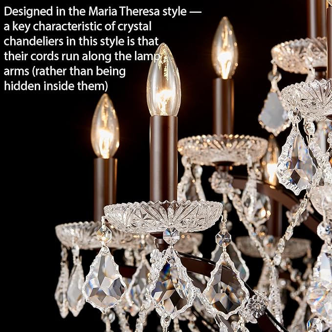 24 Lights Large Crystal Chandeliers Maria Theresa Chandelier for High Ceilings Vintage Chandelier Light Fixture Foyer Hallway Entryway Staircase 55.1" H x 39.4" D