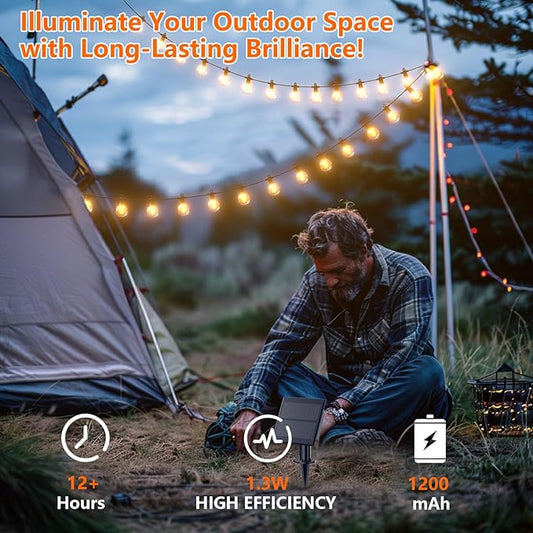 Kawaya Outdoor String Lights, LED Patio Light, Shatterproof Edison Globe Bulbs - IP65 Waterproof Dimmable Hanging Light