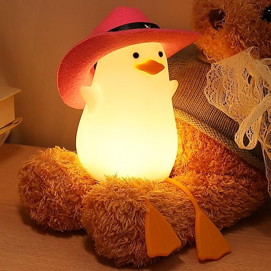 Anywin Cute Benson Ducks Night Light, Squishy Touch Silicone Animal Nursery Bedside Lamp, Dimmer & Rechargeable, Birthday Gift for Boys, Girls, Teens (Pink Duck)