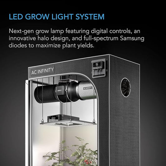 AC Infinity IONGRID T24, LED Grow Light with Samsung LM301H Diodes, Full Spectrum Deeper Penetration Halo Coverage, Digital Dimming Controller, for Veg Bloom Indoor Plants in Grow Tents Greenhouses