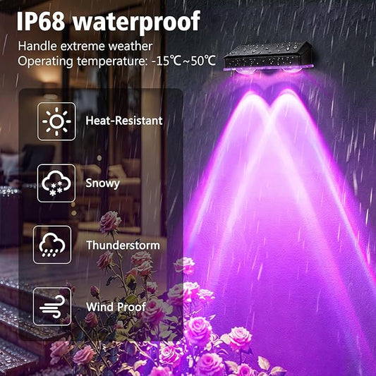 echosari 8 Pack Solar Fence Lights Outdoor Waterproof, Solar Wall Lights Color Changing 100 Lumen Ultra Bright Auto ON/Off for Backyard Patio Railing Porch (3000K-6500K & RGB)