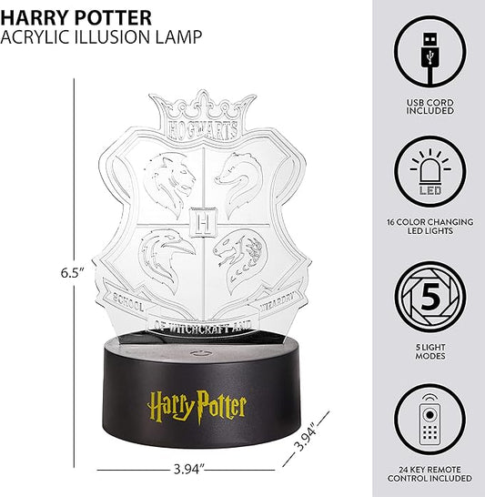 Harry Potter Acrylic 3D LED Illusion Lamp, Color-Changing Night Light for Kids Bedroom, Desk & Home Décor