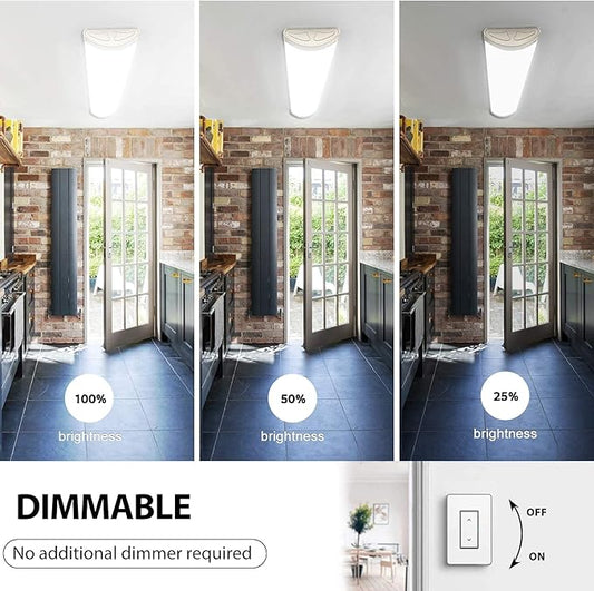 4FT LED Kitchen Puff Ceiling Lights Dimmable, 40W, 4800LM, 4000K,48 Inch LED Linear Fixture 4 Foot Flush Mount Wraparound Shop Light for Office, Garage, Fluorescent Replacement, 4 Pack
