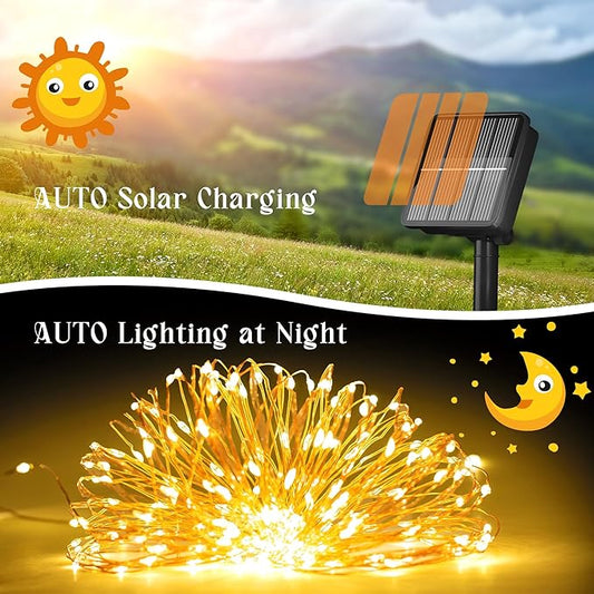 Selarlyt 200 LED 72Ft Solar String Lights for Outside, Solar Fairy Lights for Outside Waterproof with 8 Modes, Twinkle Light for Patio Tree Christmas Party Wedding Decor(Warm White)