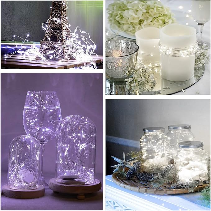 Ostwiki Cool White Fairy Lights Battery Operated String Lights 6 Pack Mini Lights, 20 LED 7ft Twinkle Firefly Starry Lights for DIY Craft Mason Jar Bedroom Wedding Party Table Christmas Decoration