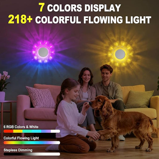 MeiLyte LED Wall Lamp,Wall Mounted Sconces with APP Control,Colorful Rechargeable wall lamp Light,Flower Shape Magnetic Wall Light with Timer, Wireless Wall Lamp for Bedroom, Hallway,Kitchen,Stairway