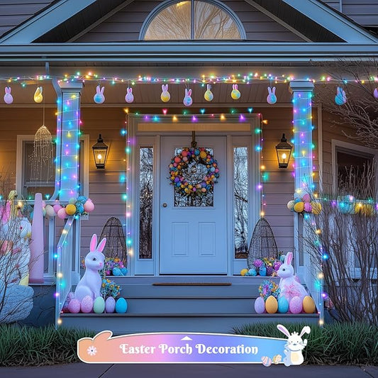 JMEXSUSS 400 LED Easter Lights Indoor Outdoor, 132FT Easter String Lights Plug in, 8 Modes Colorful Christmas Light for Bedroom Party Decorations