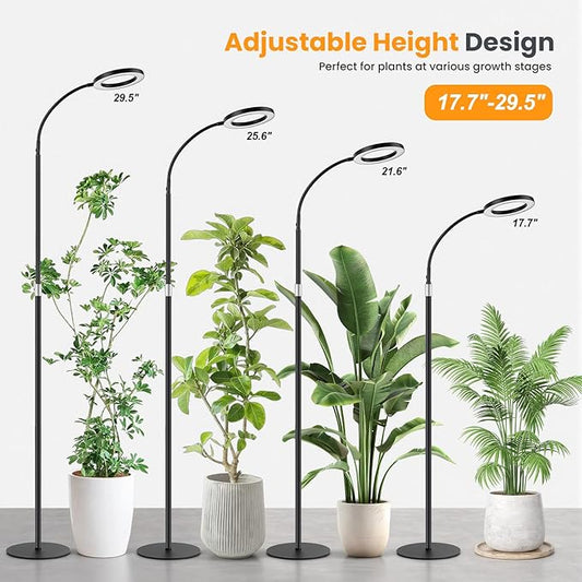 Grow Lights for Indoor Plants, Full Spectrum Plant Grow Light with 3/9/12H Timer, 3 Color Modes, 10 Brightness, Adjustable Growing Lamp for Large Indoor Plants, 17.7-29.5 Inch