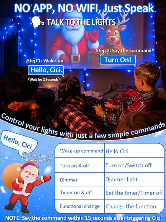Voice Controlled Smart Christmas Lights Outdoor, 75.8ft 200 LED Extendable String Lights with 7 Voice Commands, 12 Modes & Timer, Waterproof Christmas Decorations for Party Tree Garden (Blue)