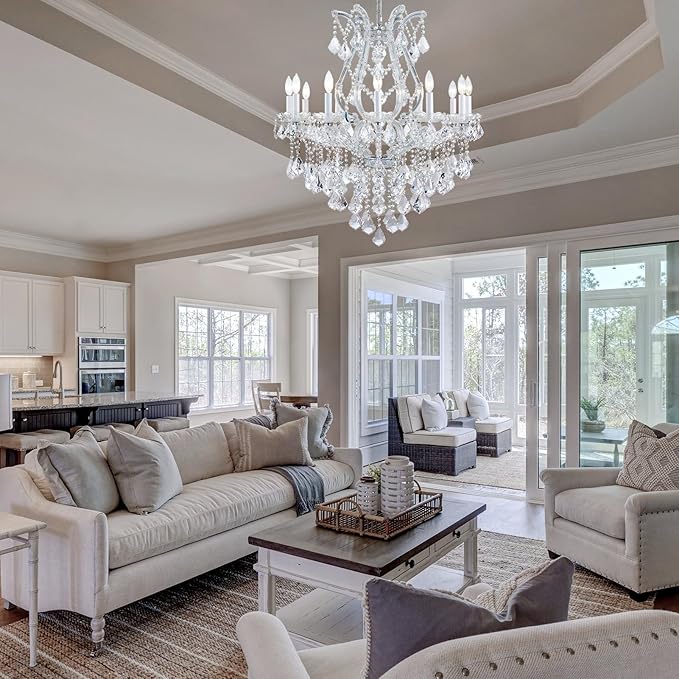 12-Light Crystal Maria Therese Luxury K9 Crystal Chandelier for Dining, Living Room, Bedroom, Entryway