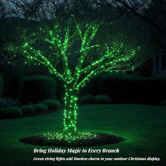 Etinga 200 LED Green String 66ft, Plug in Fairy with 8 Modes, Indoor Outdoor Decoration for St. Patrick's Day, Christmas, Garden, Bedroom, Patio (Green, 200 LEDs, 66ft)