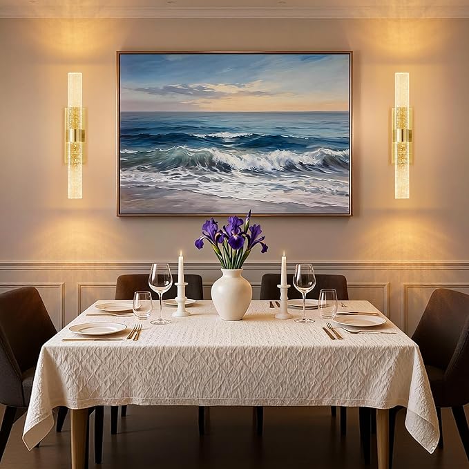 KARTOOSH Gold Rechargeable Wireless Wall Sconce Set of Two, Battery Operated Wall Lights with Remote Control,350°Rotate,3000K/4000K/6000K,Dimmable,Timer,for Living Room,Dining Room,Hallway,15.3 Inch