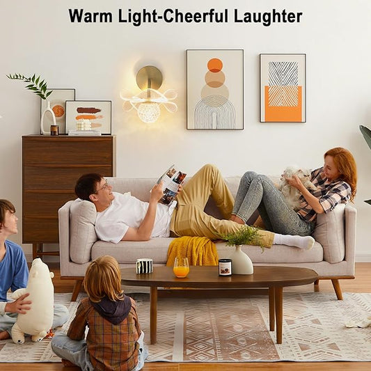 Wall Lights for Living Room with Flower Lamp, Wall Lamps for Bedroom with Bathroom Light Fixtures with 3 Color, Modern LED Wall Sconce Light for Bedroom Living Room Corridor Vanity Hallway