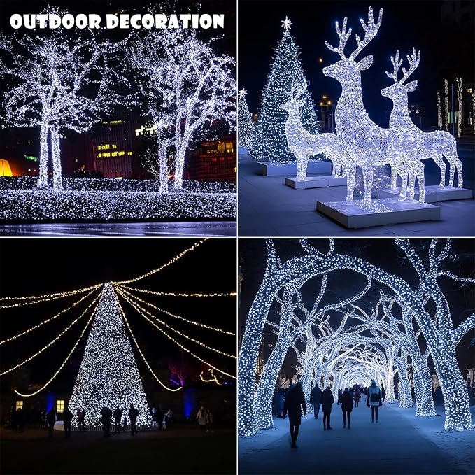 Fairy Lights Plug in,200FT 600LEDs Waterproof Led String Lights,8 Modes Remote Twinkle Light for Outdoor Indoor Christmas Wedding Birthday Garden Party Decorations,Silver Wire,Cool White