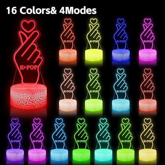 K-pop Decorative Night Light, 16 Color Change Decor with Remote, Kpop Merchandise Gift Perfect as a K-pop Fan Gift or Holiday Present