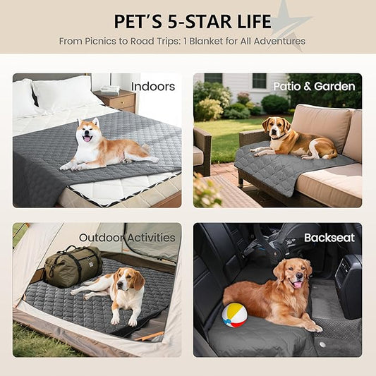 gogobunny 3X Stronger Waterproof Pet Blanket, Scratch Proof Furniture Protector for Dogs Cats, Reversible Cover 30x70 Inch, Dark Grey
