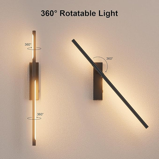 Battery Operated Wall Sconces, 1 Pack USB Rechargeable Wall Lights, Dimmable Wireless Linear Wall Lamp Indoor for Living Room, Bedroom, Hallway, Black