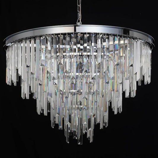 31'' Chrome Top K9 Crystal Chandelier Modern Lighting Fixture, 16 Lights Round K9 Crystal Adjustable Hanging Lamp for Dining Room Bedroom Living Room,Hallway,Bar,Kitchen