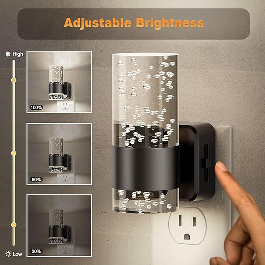 JandCase Night Light, Night Lights Plug into Wall,2 Pack LED Nightlight with Adjustable Brightness, 5000K,Automatic Night Light Plug in with Auto Light Sensor for Bathroom Hallway Room Decor