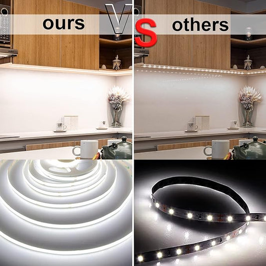 AXMOTUT White COB LED Strip Light, Dimmable 24.6ft/7.5m LED Light, 6000K Daylight White 2400 LEDs High Lumen LED Tape Lights CRI 90+ with RF Remote and UL Power for Bedroom,Kitchen,DIY Home Decoration