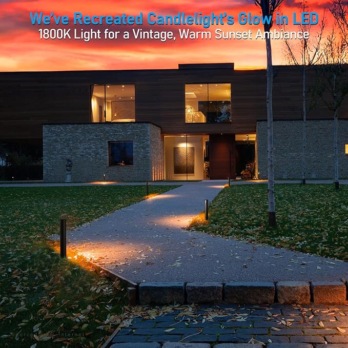 LEONLITE 5CCT Low Voltage Landscape Lights, 5W Anti-Glare LED Pathway Lights, Die-Casted Aluminum Housing, IP65 Waterproof for Outdoor Path Sidewalk Walkway, 1800K-5000K, ETL, Pack of 12